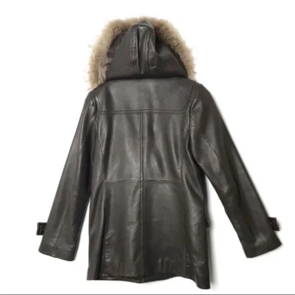 Gallery Genuine Leather Coat with Fur Trim small - Picture 5 of 8